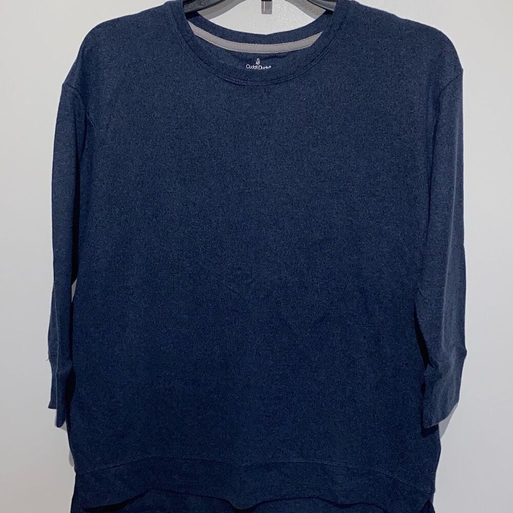 Cuddl Duds Women's Navy Blue Crew Neck High Low Pullover Sleep shirt Size XS NWT